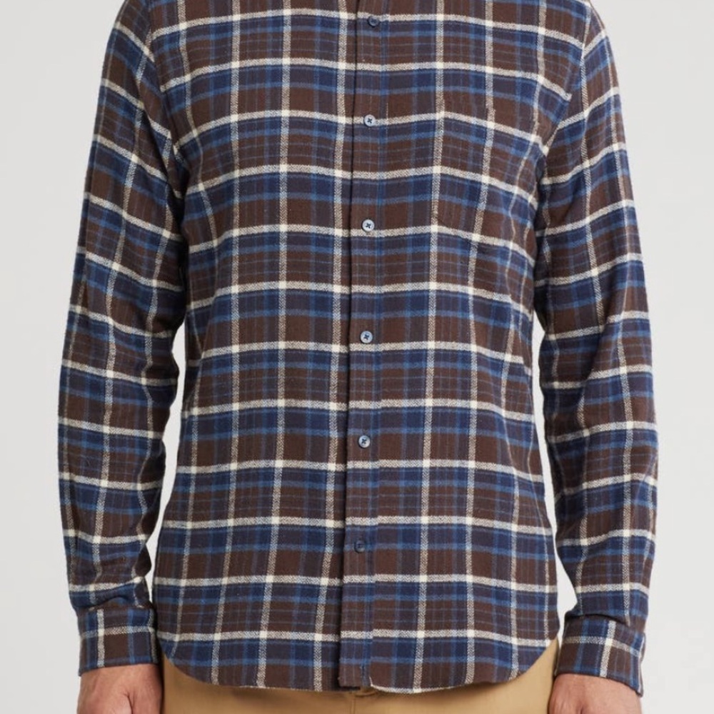 NWT Ben Sherman Brown and Blue Plaid Shirt